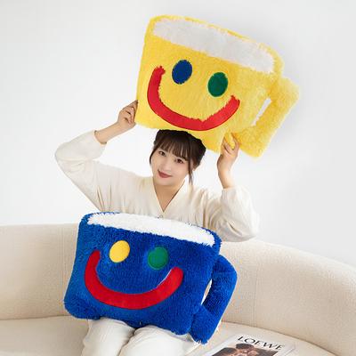 Plush Smile Coffee Cup Pillow Soft Stuffed Toy Funny Milk Tea Shaped Doll Sofa Cushion Creative Room Decor Birthday Gift