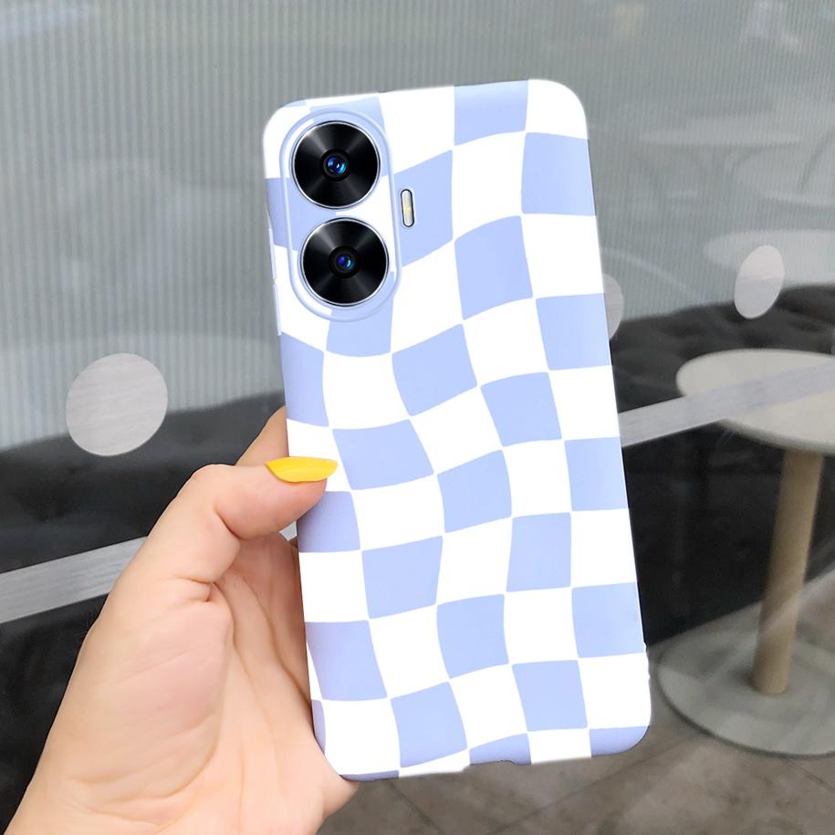

For OPPO Realme C55 Case 6.72 Luxury Lattice Painted Soft Cover For RealmeC55 C 55 2023 Phone Case For Realme C55 4G Bumper New Realme C55 4G