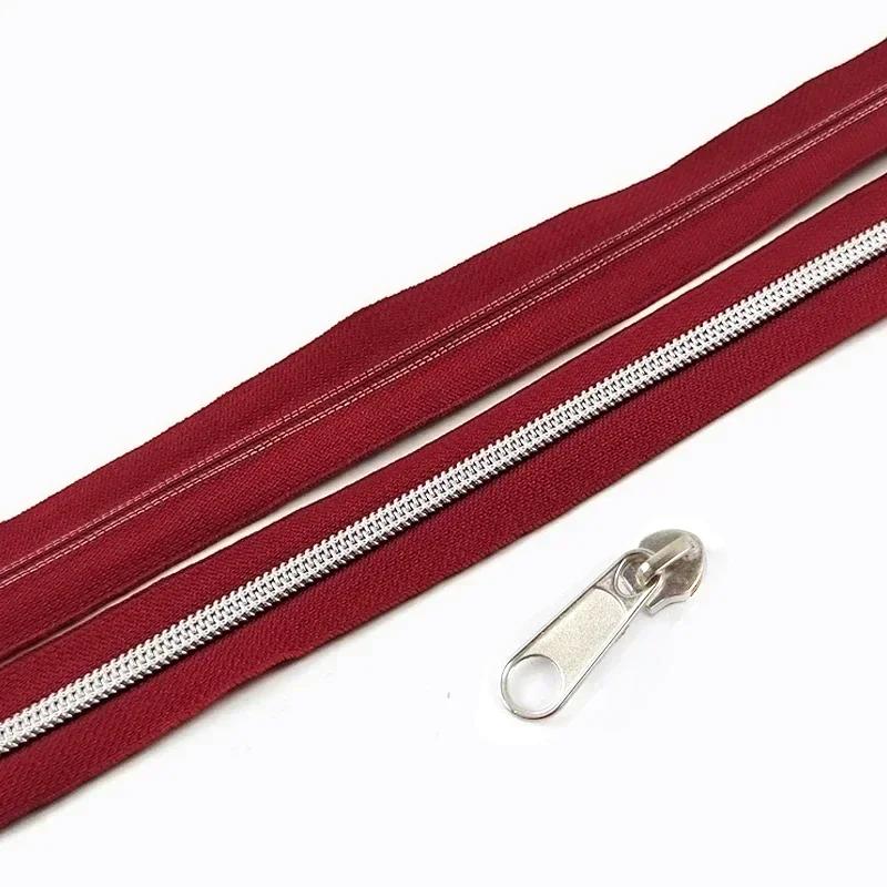 3/5/10M 5# Nylon Zipper Tape with Slider Bags Clothes Repair Zippers Plastic Coil Zip DIY Garment Replace Sewing Accessories
