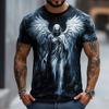 Men's Grim Reaper 3D Angel Reaper T Shirt Short Sleeve T Shirt 3D Print Crew Neck Shirt Exaggerated Designer Horror Party