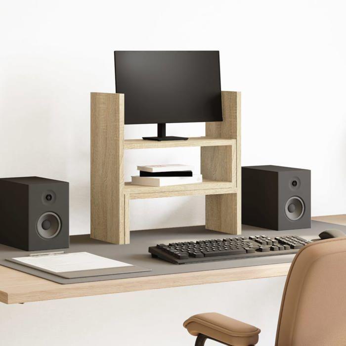 VidaXL Organiseur de bureau réglable chêne sonoma bois d'ingénierie, tablette de bureau, organisateur d'étagère de bureau, 854762