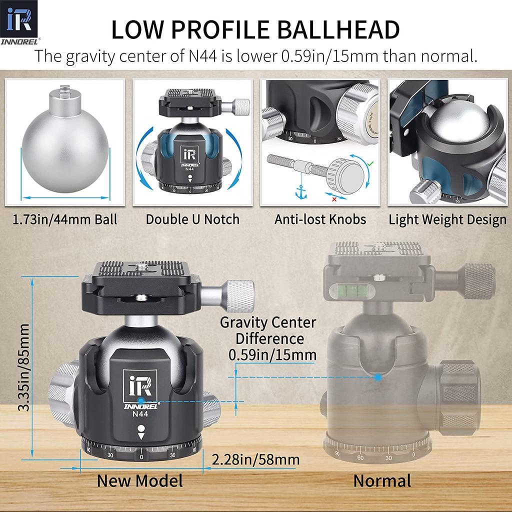 INNOREL Camera Carbon SLR 25KG Maximum Load 4 Stages Working Pipe Video Digital DV Compact Center Pole Bag Included Tripod N44 Tripod, Tripod,