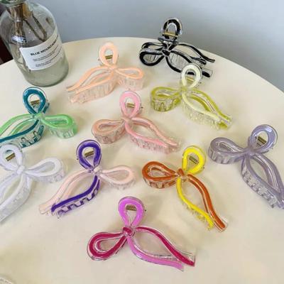 Gradient Temperament Hair Claw for Women Female Shark Clip Sweet Bow Hair Grabber Back Head Hair Clip Korean Styling Accessories