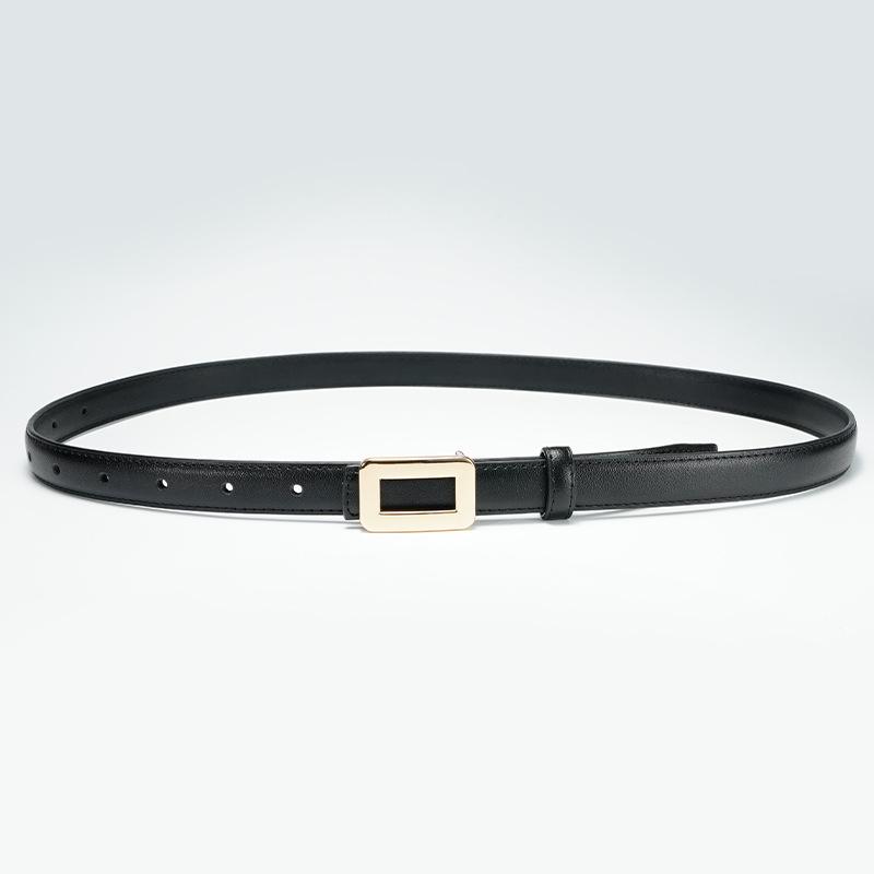 Belts for Women Fashion Versatile Trendy Decorative Suit Cowhide Thin Belt Square Buckle Genuine Leather Ins Style Jeans Belt