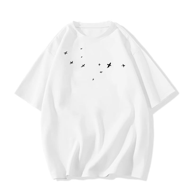 Women's 2025 Retro American Cotton Loose Fit T-Shirt, Large Size, Short-Sleeved, Summer Design