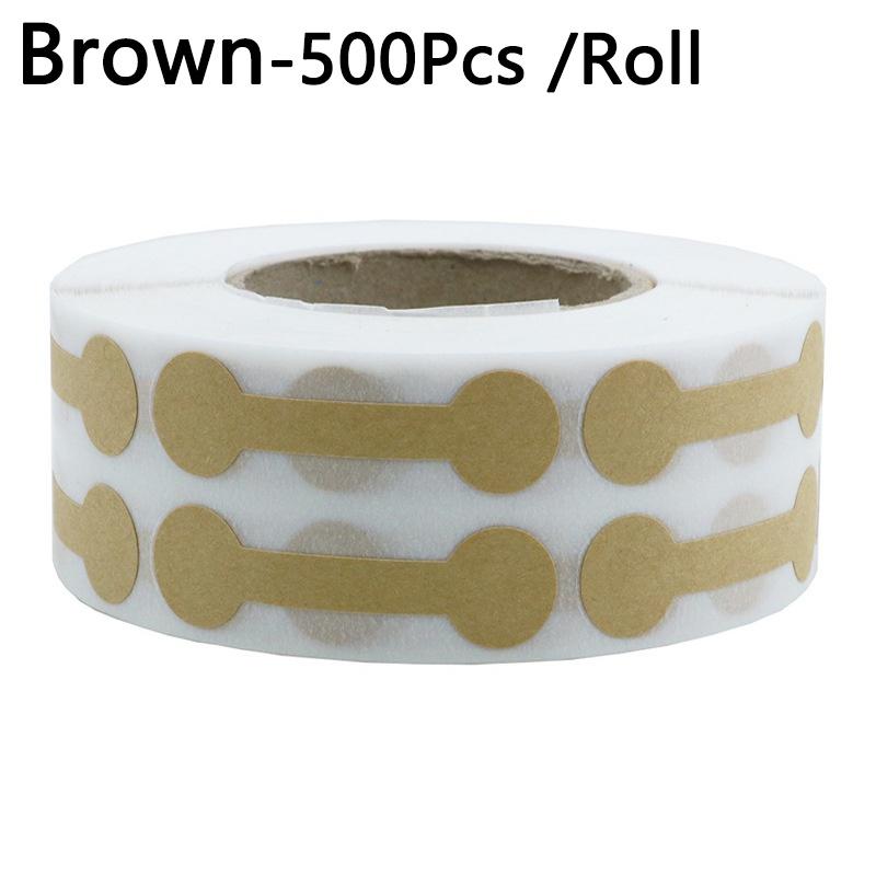

500шт./рулон Портативний чистий папір Ювелірні вироби Цінник Коричневий Дамбелл Бирка Прямокутник Самонаклейка Етикетка Інструмент Кільцевий браслет Ювелірний тег коричневий
