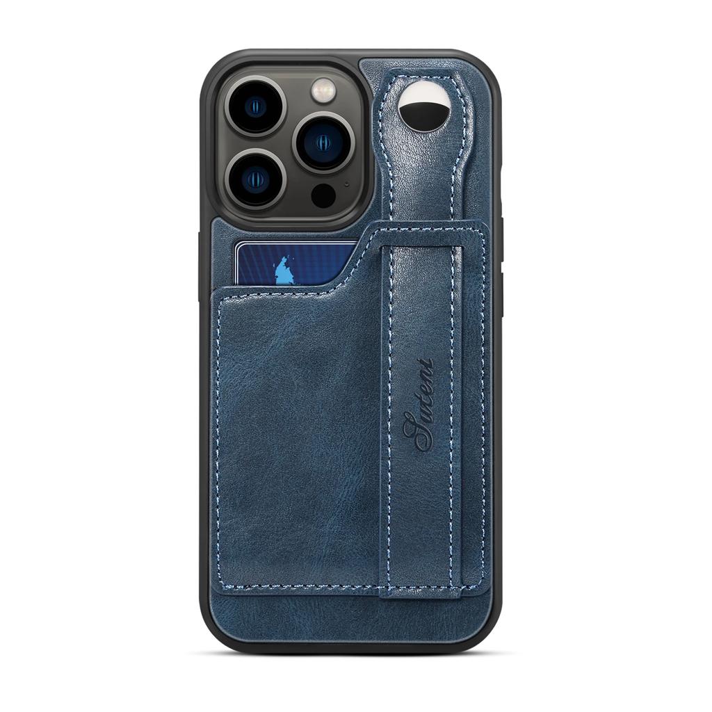 Cards Solt Wallet Wrist Band Leather Case for IPhone 14 15 Pro Max 12 13 11 XS X XR 15Plus Bracket Wristband KickStand Cover