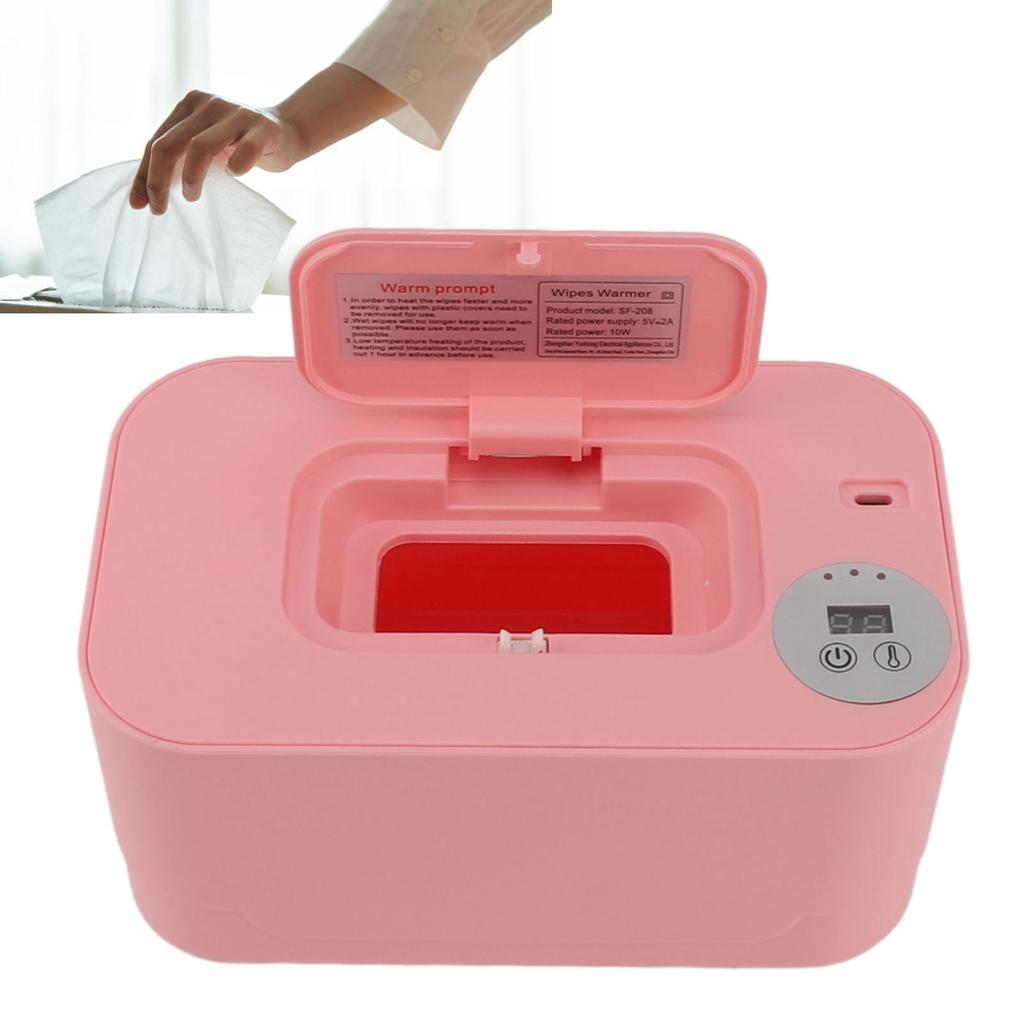 Wipes Warmer with Night Light Temperature   Refillable Multifunctional Portable USB Baby Wipes Holder Dispenser