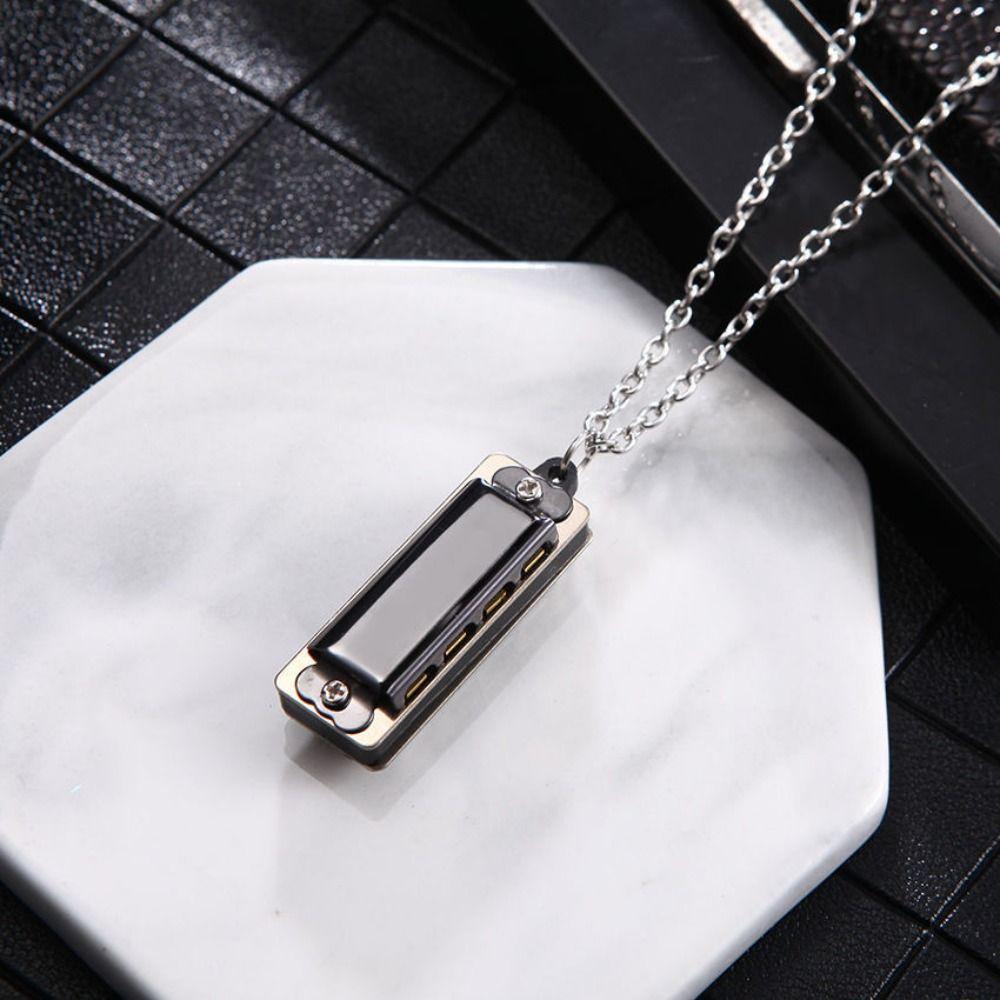 Chain Whistle Korean Style Necklace Mouth Organ Necklace Mini Harmonica Necklace Female Necklace