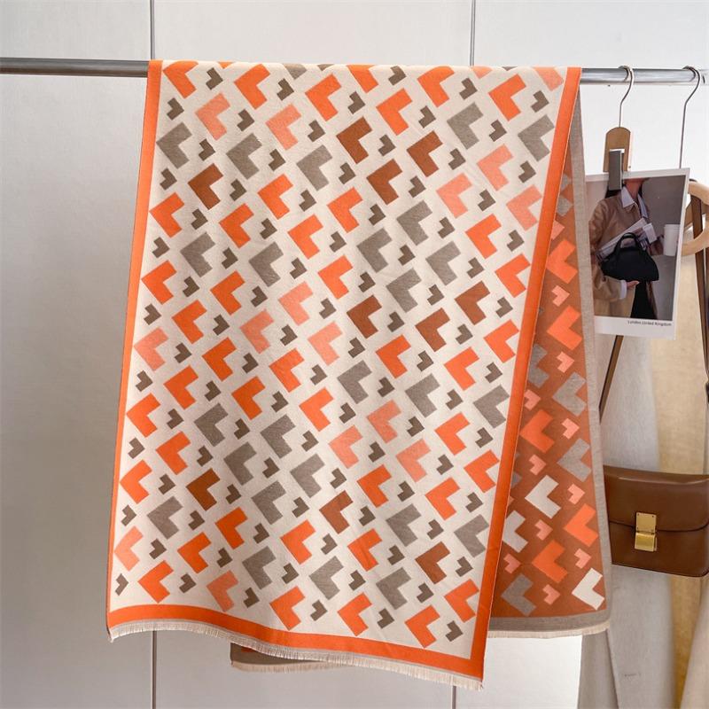 Winter Geometric Imitation Cashmere Scarf Atmosphere Thickened Warm Versatile Windproof Scarf Sweet Student Shawl