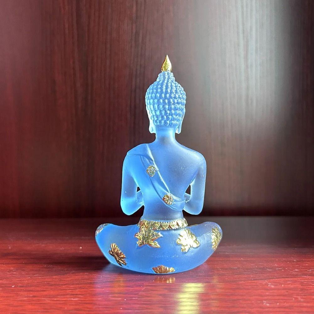 Handmade Sitting Buddha Statue Transparent Mini Buddhism Ornament Resin Buddha Figurines  Home