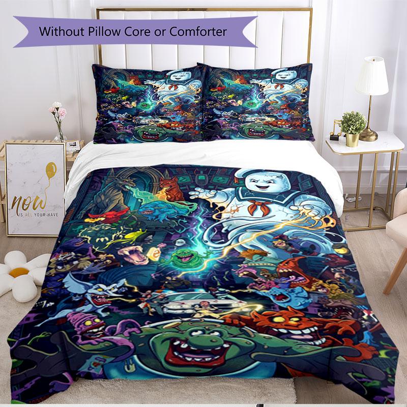 3pcs Duvet Cover Set (1*Duvet Cover + 2*Pillowcase, Without Core), Ghostbusters Print Soft All‑Season Bedding Set, Home Bedroom Decor Gift