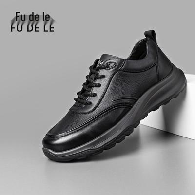 Fu De Le 2025 Chaussures Dad pour homme en cuir véritable antidérapant - Semelle souple, cuir de vachette confortable