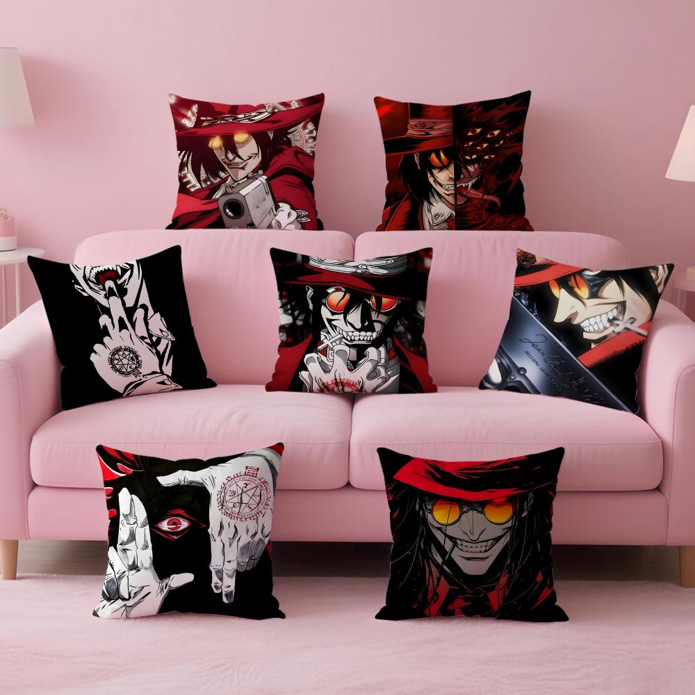 Dark Japanese Anime HHellsing Ultimate Cushion Cover Pillow Case Soft Skin Friendly Fabric Concealed Zipper