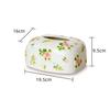 French Relief Rose Tissue Box Ceramic Tissue Case Household Kitchen Organizers Storage Living Room Coffee Table Decoration