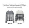 Round Neck Cashmere Knit Sweater for Women - Long Sleeve, Color Block Stripes, Versatile Autumn/Winter Base Layer Top