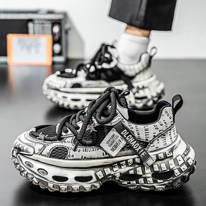 Trendy new platform-soled sports trendy shoes breathable mesh casual dad shoes retro style polishing old tire shoes men