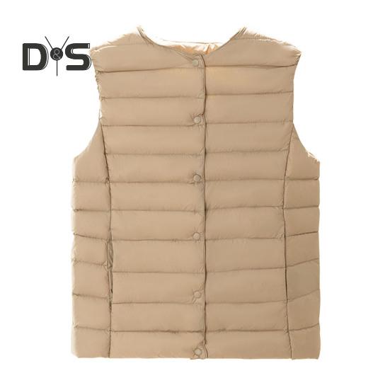 

Зимний женский многослойный жилет с сумкой для хранения, тонкий, с застежкой на пуговицы, с круглым вырезом, без рукавов, однотонный, ветрозащитный, сохраняющий тепло, для отдыха на природе, пух 3XL хаки