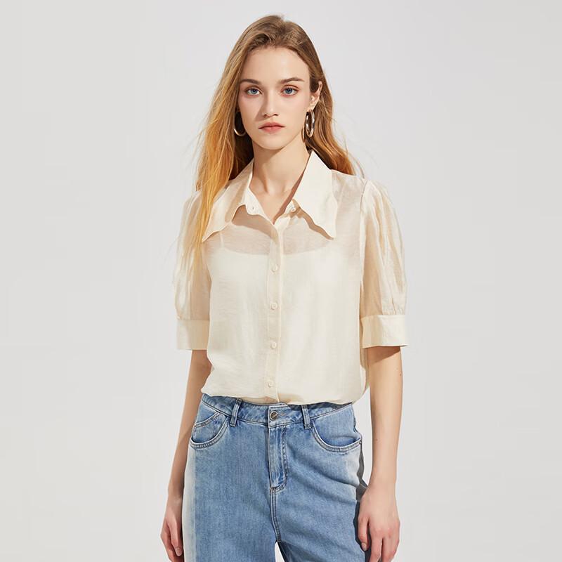 Women's French-Inspired Short-Sleeve Commuter Blouse