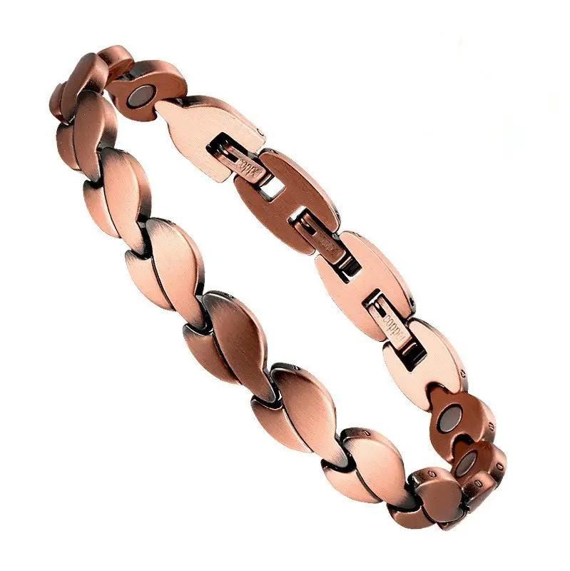 Gold Plated Stainless Steel Energy Magnet Bracelet, Detachable Radiation Resistant Four In One Couple Magnetic Therapy Bracelet