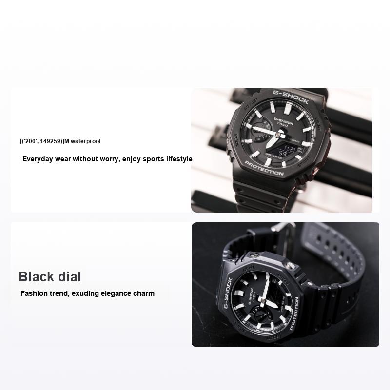 Casio Waterproof Shockproof Sports Quartz Watch Resin Strap Men Watches Black GA-2100-1APR