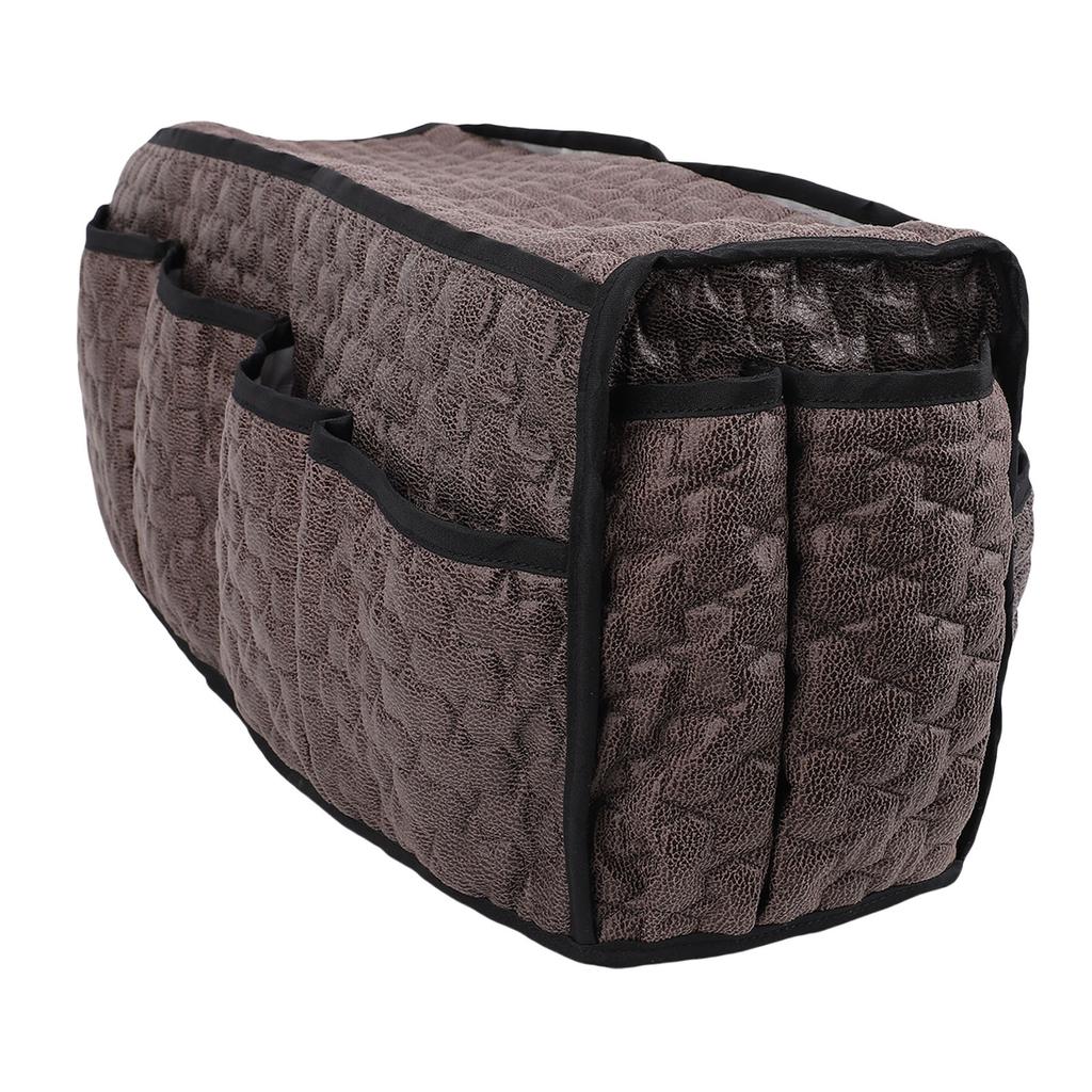 Sofa Armrest Bag Coffee Color Imitation Leather Multifunctional Couch Armrest Storage Bag for Remote Control Phone