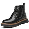 New Style Men's Martin Boots Top Layer Cowhide Casual Large Size Shoes British High Top Outdoor Work Plus Fleece To Keep Warm