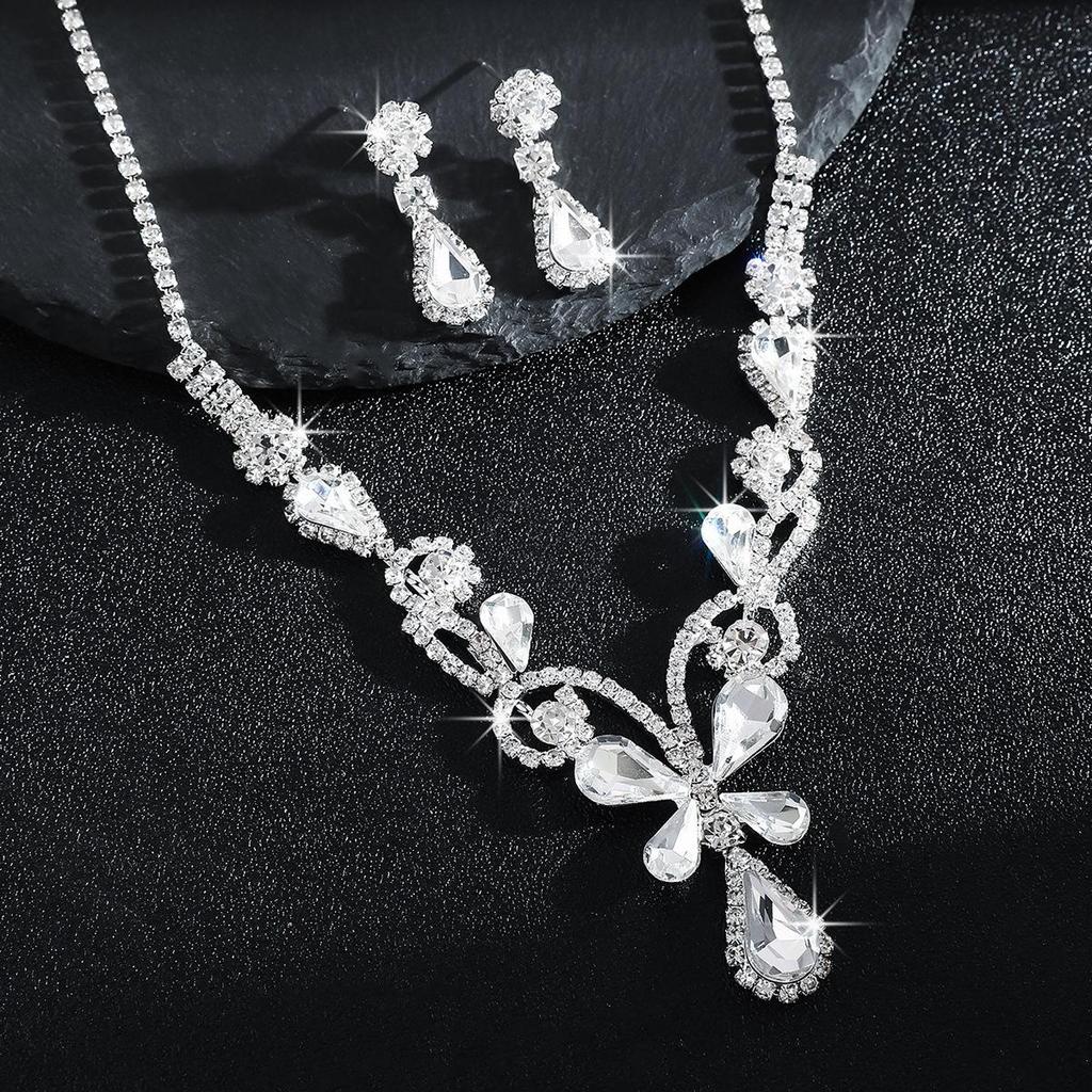Luxury Bridal Crystal Butterfly Necklace & Earring Set