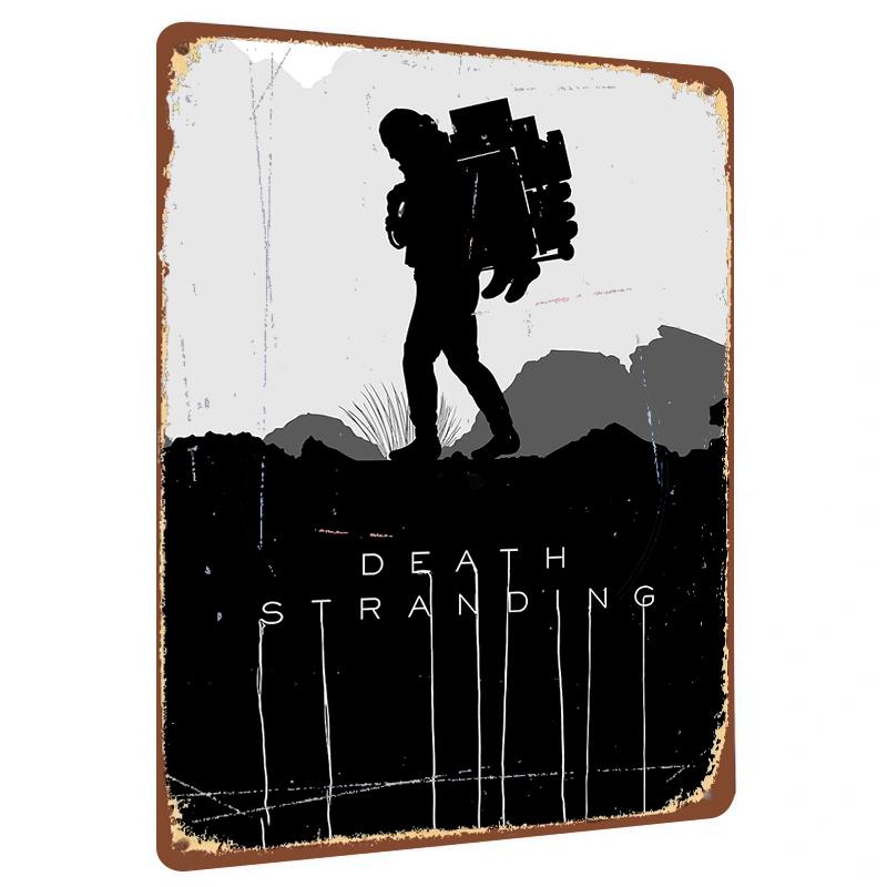 

Death Stranding Game Peripheral Sam Silhouette Metal Iron Painting Living Room Study Decorative Wall Art 20x30cm（7.8x11.8inch）