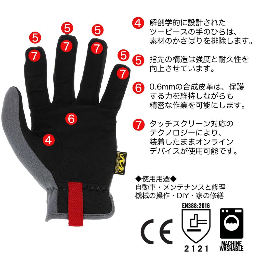 Mechanicswear Fast Fit Protective Touchscreen Work Disaster DIY Japanese Exclusive Gloves, Gray, Small, MFF-08-008, Compatible, Washable, Gloves,