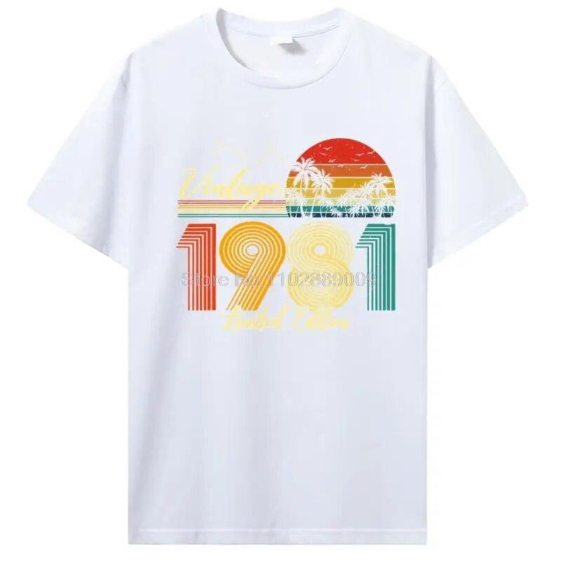 Vintage Tillverkad 1981 Alla Originaldelar Födelsedags-T-shirt Jubileums-T-shirt Oversized Unisex Kläder T-shirts För Unisex Streetwear