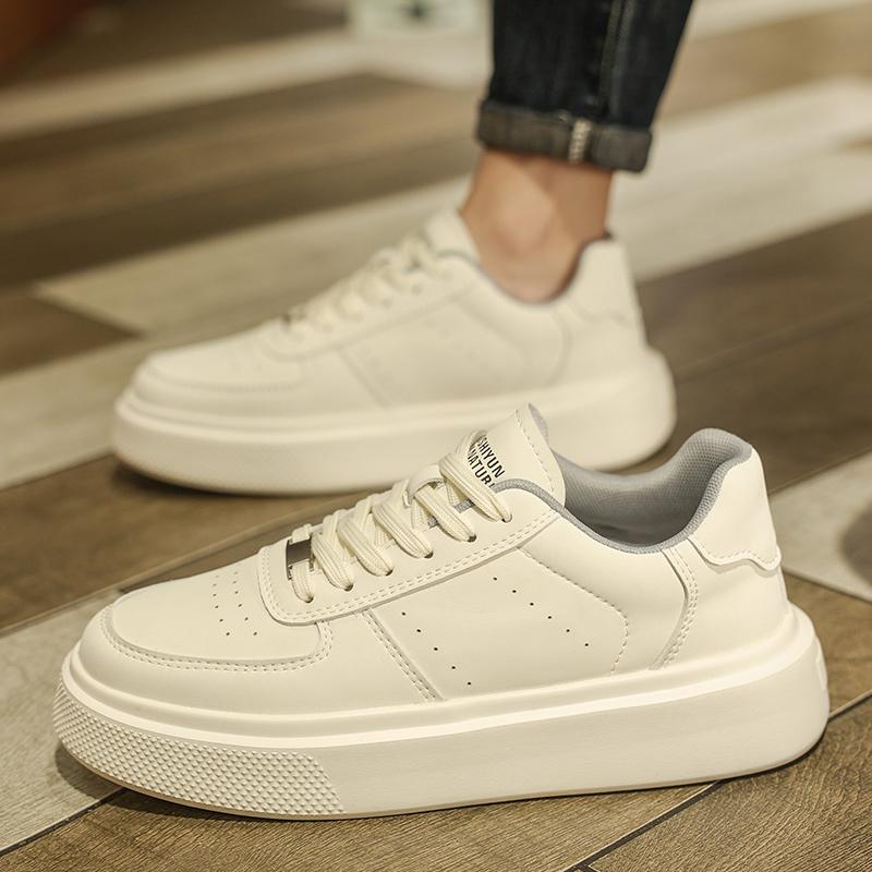 Autumn new sports leather casual board shoes increase height