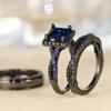 Charm Couple Rings Men Stainless Steel  Rhinestones Zircon Women Wedding Band  Set Valentine Day Jewelry