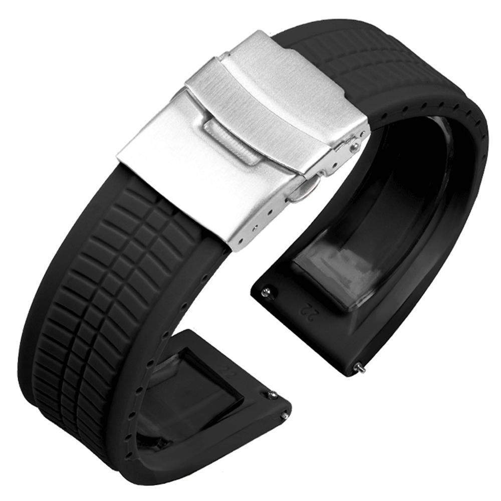 Silicone Strap 20mm 22mm 24mm for Seiko for Rolex Universal Bracelet Quick Release Replacement Bracelet Folding Buckle Wristbelt