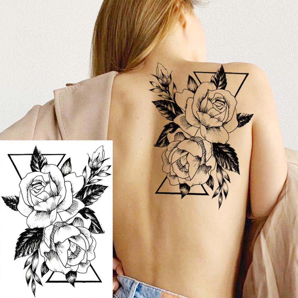 Hochwertige temporäre Rosen-Tattoos für Arm und Wade – Europäischer & Amerikanischer Stil
