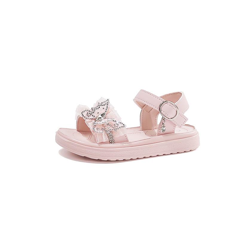 

Kids Summer Open Toe Sandals with Bow Knot Soft Sole Non Slip Casual Beach Shoes for Girls size 27 розовый