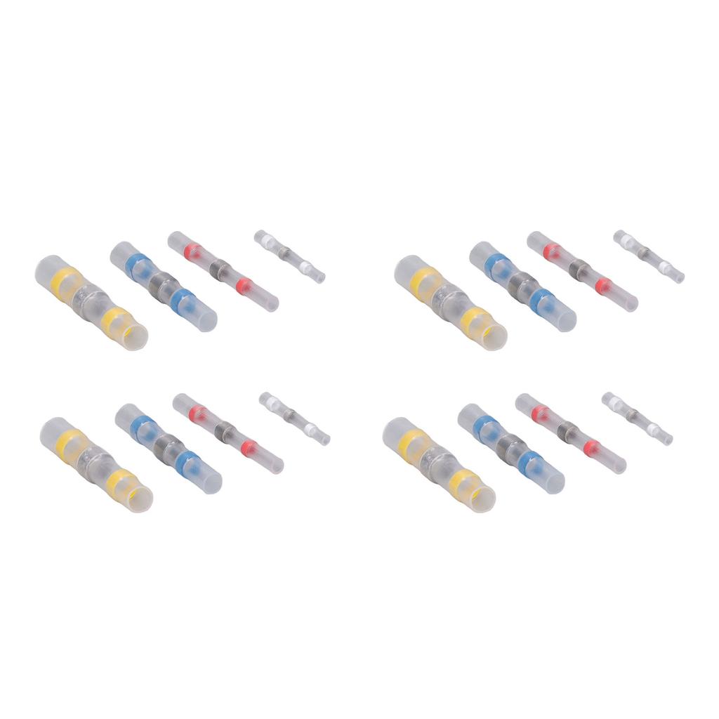 100Pcs Heat Shrink Butt Connectors Crimp Terminals Waterproof Solder Seal Electrical Splice Kit