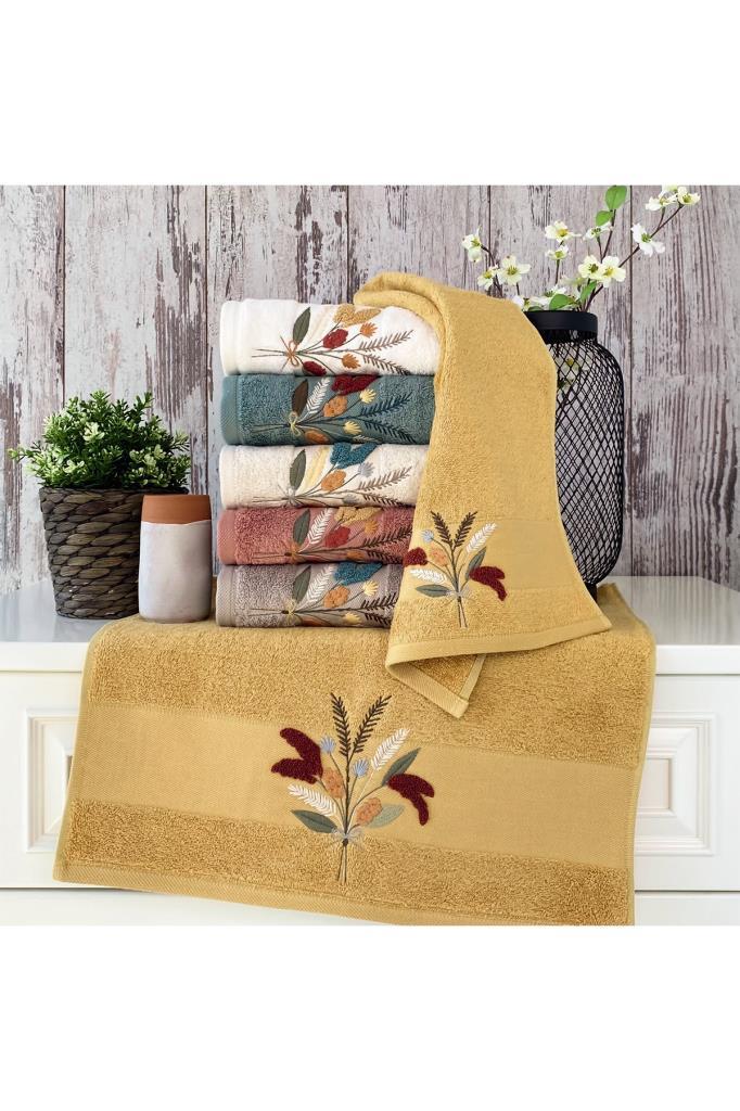 

Nova Embroidered 6 pcs in Set Bamboo Hand and Face Towel 50x90 Cm