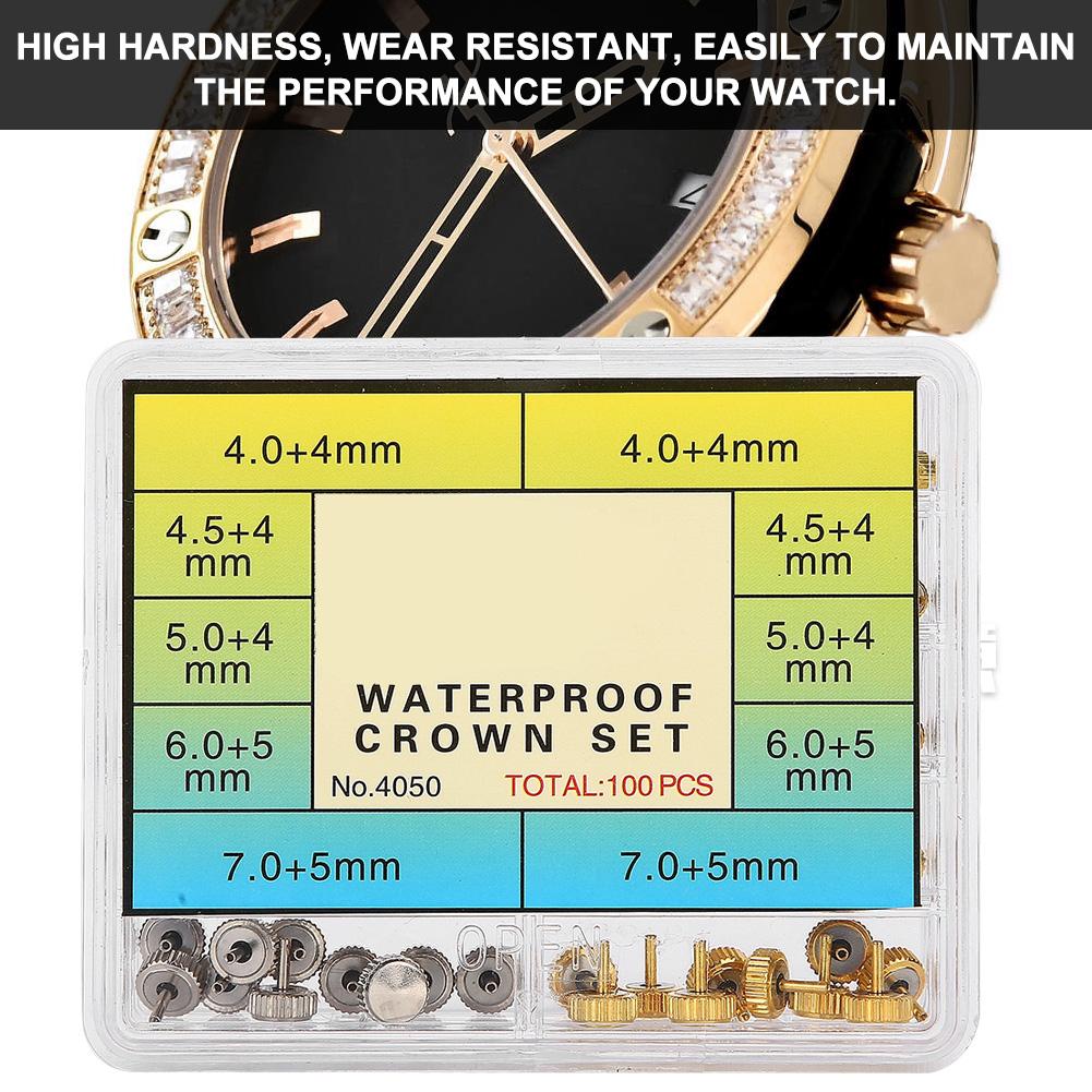 Professional Watch Crown Set Accessory Repairing Replacement Tool Kit with Box