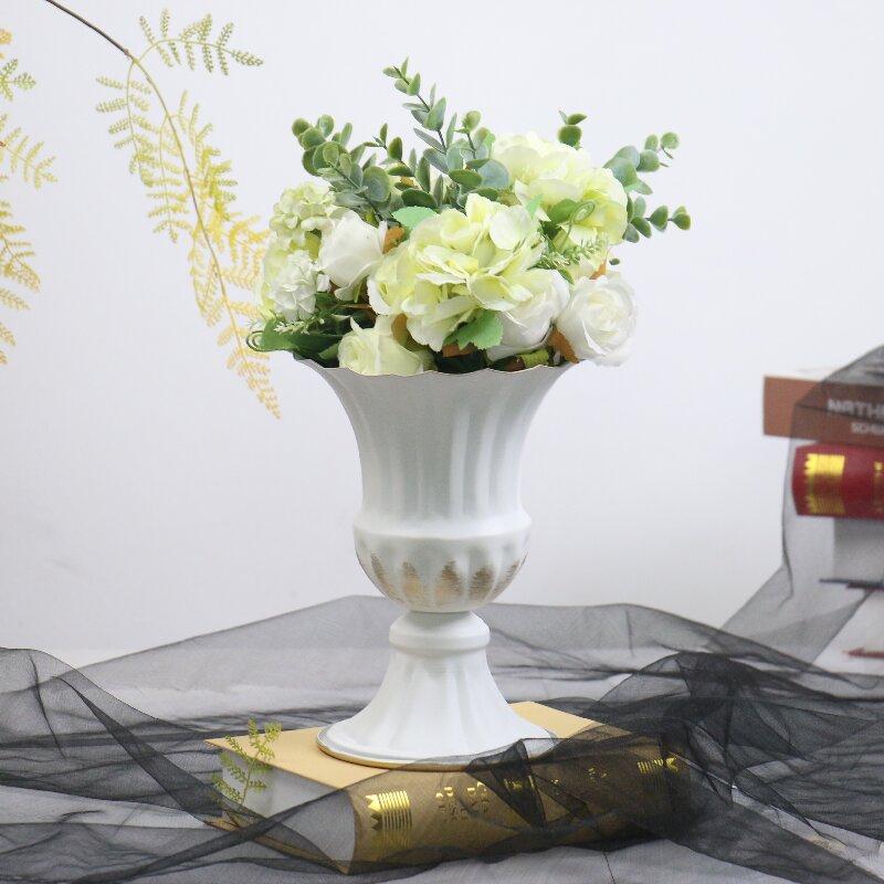 Antique Look Metal Flower Pot - Wedding Table Centerpiece Dried Flower Holder for Home Decor Vintage Style Photo Shoot Accessory