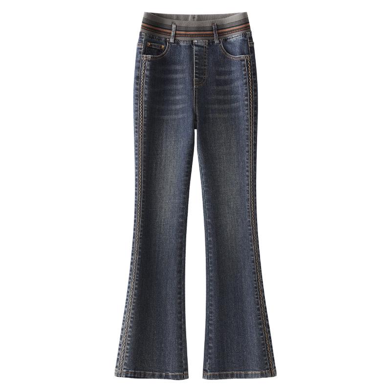 

2024 Синие Джинсы Ретро Микро-Клеш для Женщин - Стройнящие Брюки Буткат для Фигуры Типа Груша, Коллекция Осень/Зима M