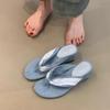 Soft Leather Version~ Retro New Dopamine Toe Flip-flops Women's Lace Suede One-pedal Lazy Wedge Heel Sandals