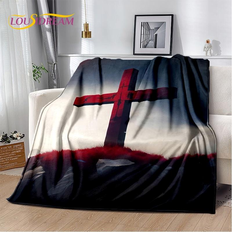 New 3D Pray Holy Bible Cross Jesus Soft Blankets,Keep Warm Throw Blanket Comfortable Blanket for Picnic Beds Sofa Home Bedroom