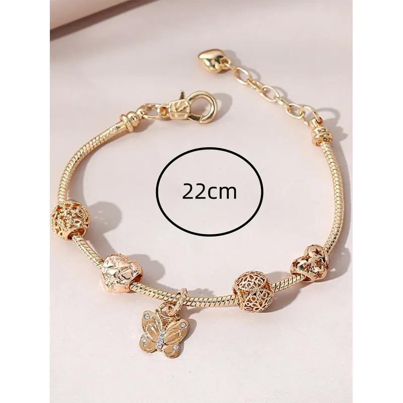 1 Popular Women's Hollow DIY Heart-shaped Butterfly Large Hole Beaded Bracelet, Popular Bead Bracelet