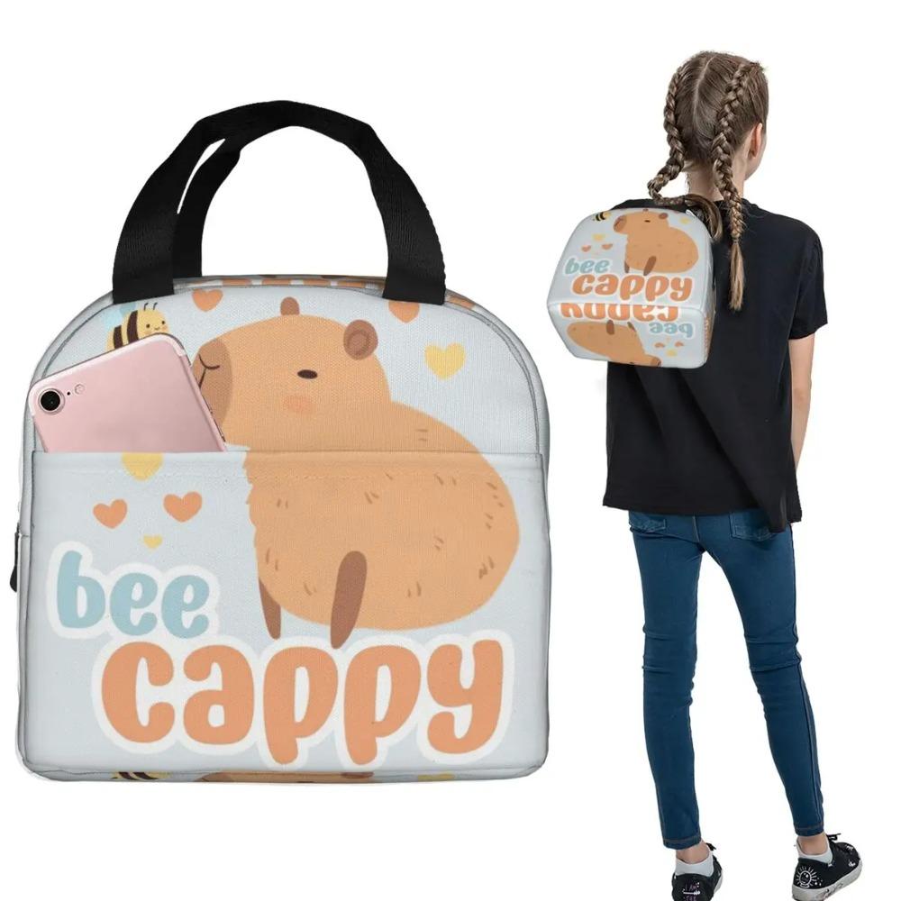 Bee And Capybara Bee Cappy Insulated Lunch Bag for Women Kids Portable Food Boxes Thermal Lunch Box Tote