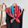 New Versatile Pastoral Oil Painting Printing Small Square Scarf Light and Breathable Silk Cotton Small Scarf Women's French Silk Scarf