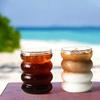 Copo de Vidro Criativo em Forma de Onda Garrafa de Água Resistente ao Calor Conjunto para Cerveja e Bebidas Xícara de Chá Café Suco Leite Chá para Casa Cafeteria Drinkware