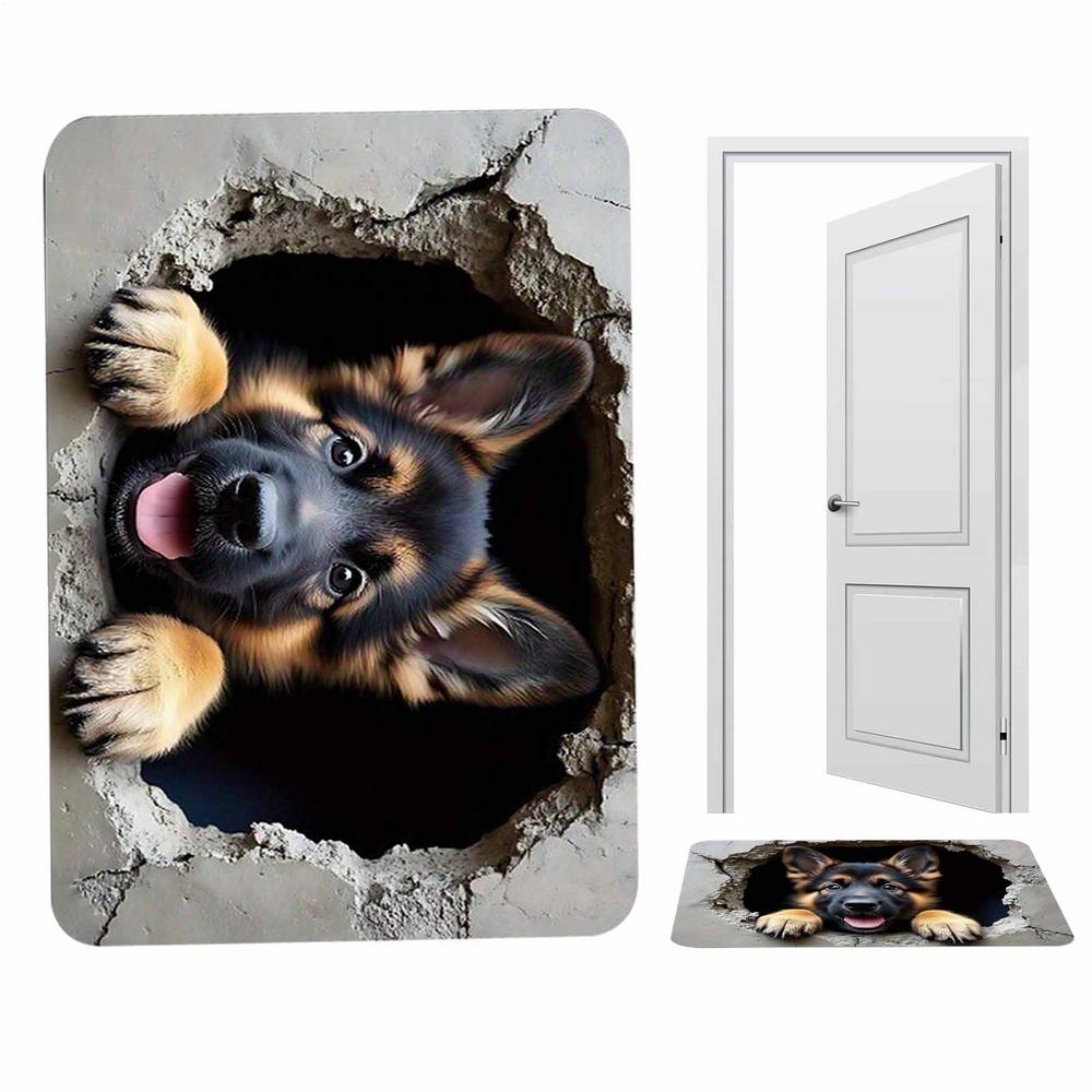 3D Rugs Optical Illusion Squirrel And Dog Soft Non-Slip Quick Dry Mat 3D Optical Illusion Rug For Birthday Halloween