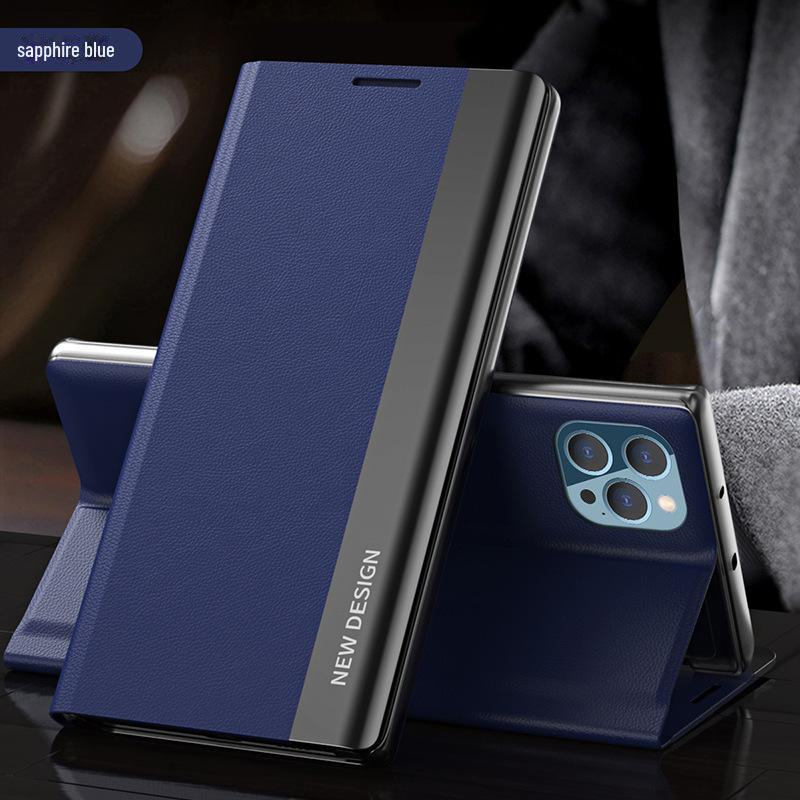 IPhone 15 Pro Max Galvanisiertes Halterungs-Case mit magnetischer Klappabdeckung und Seitenfenster