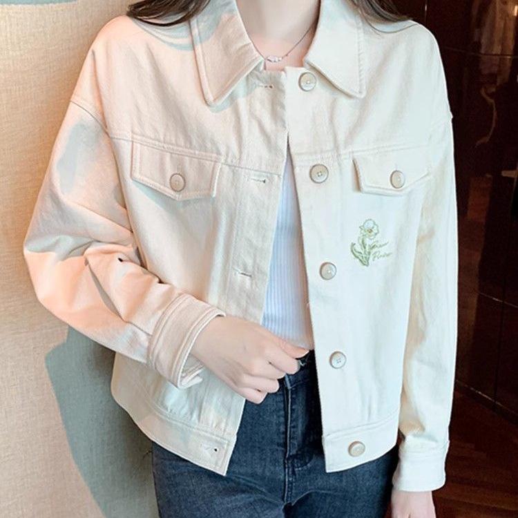 2025 Autumn Versatile French Style Embroidered Short Jacket – Casual, Loose Fit